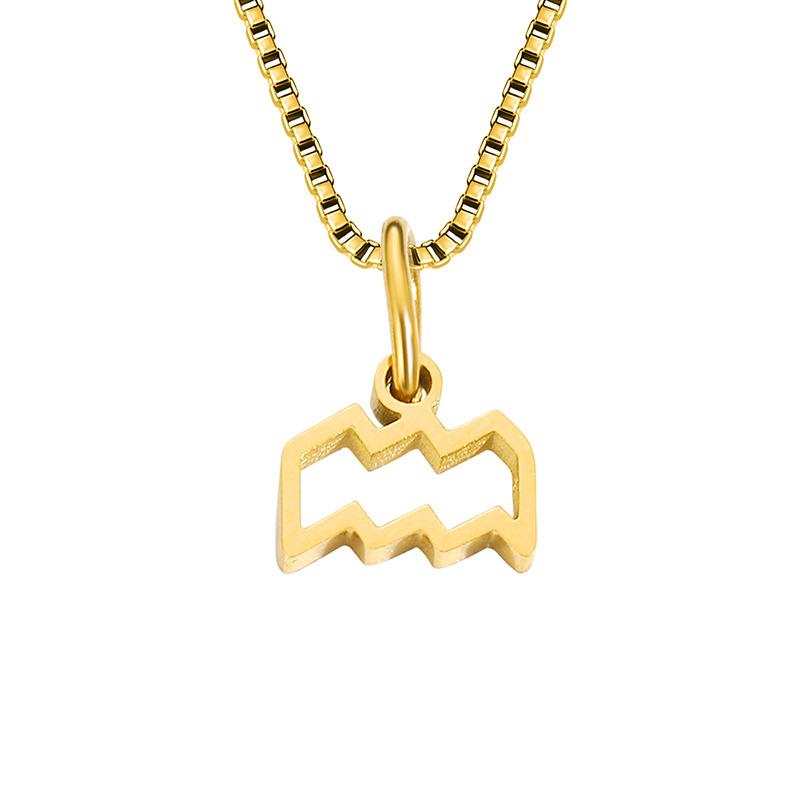 Collier avec chaîne en forme de boîte et signe du zodiaque pour homme et femme