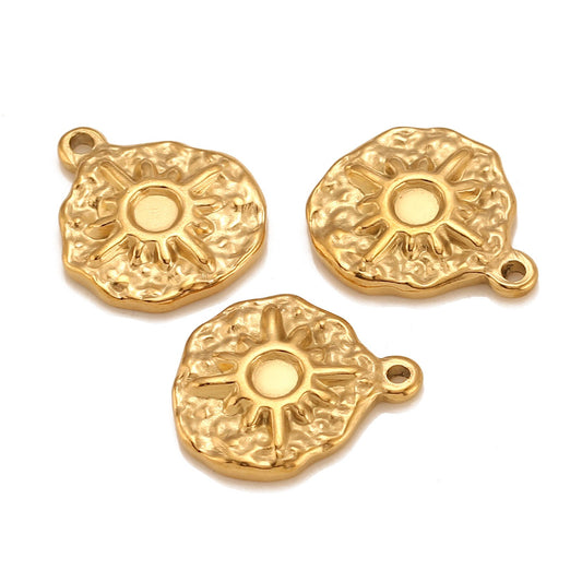Stainless Steel Sun Irregular Round Pendant