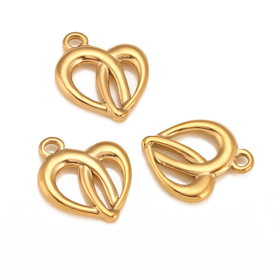 Stainless Steel Double Heart Pendant