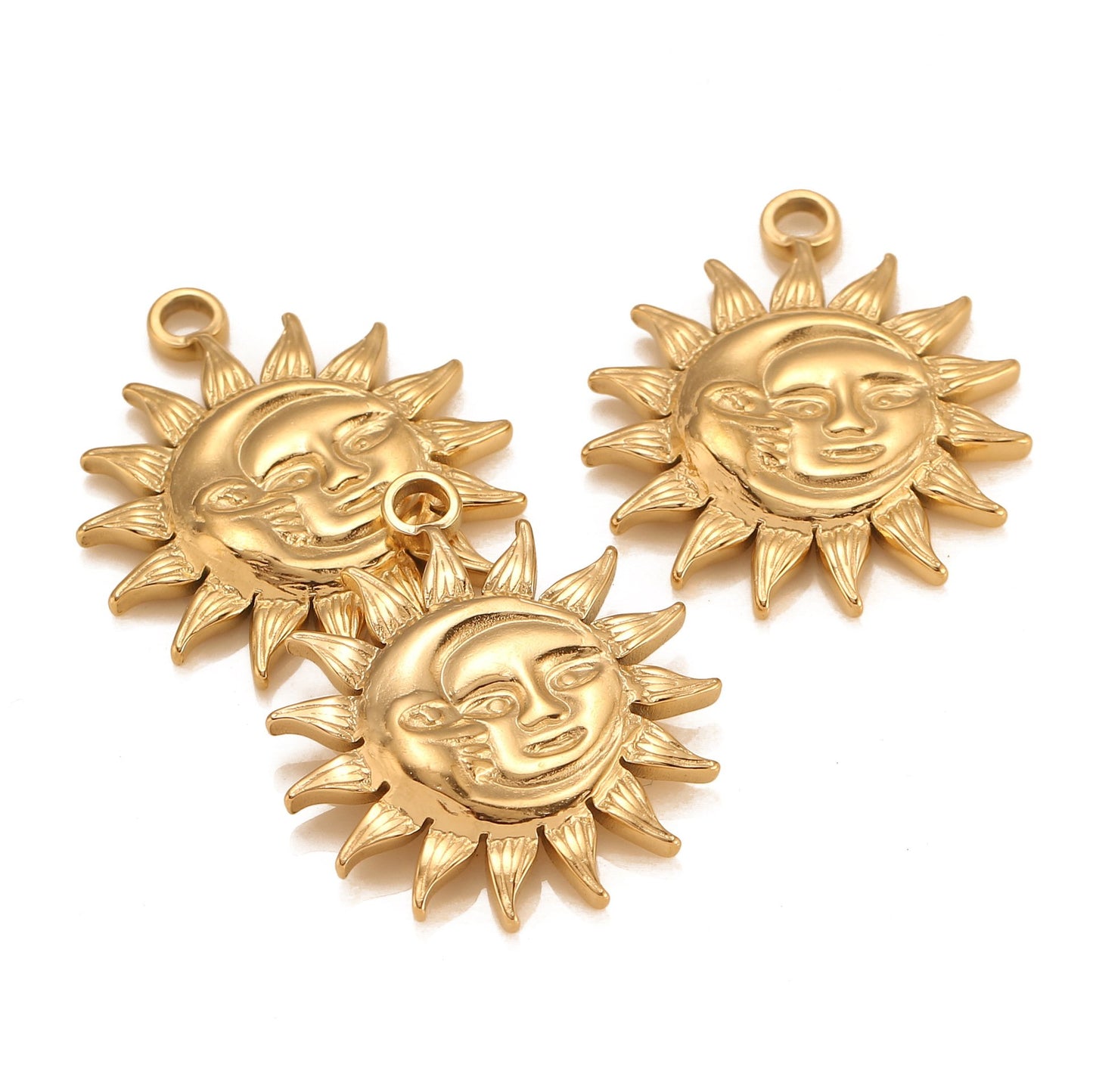 Stainless Steel 3D Face Sun Pendant