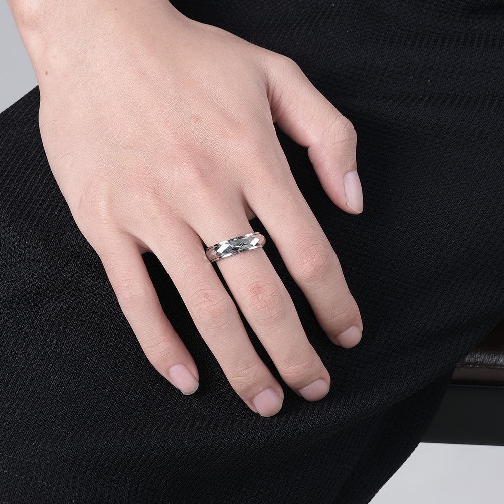 Diamond Faced Stainless Steel Spinner Ring