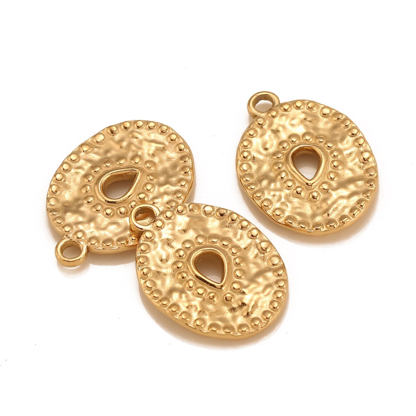 Stainless Steel 18K Gold PVD Hollow Irregular Oval Pendant