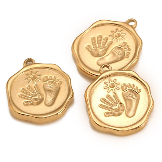 Handprint ＆ Footprint Stainless Steel Pendant