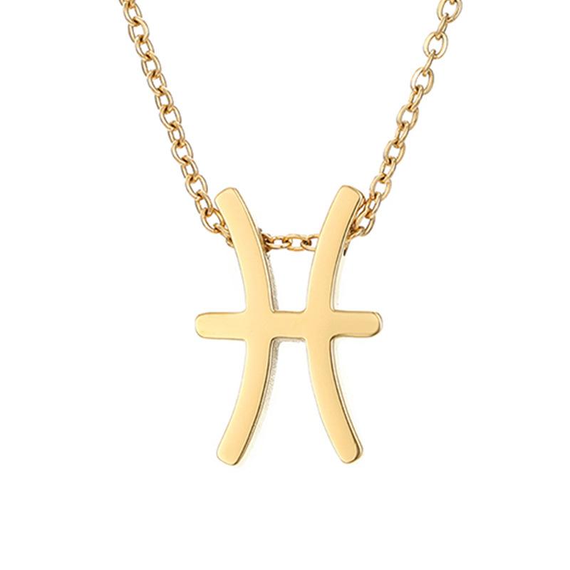 Collier zodiaque en acier inoxydable PVD or 18 carats