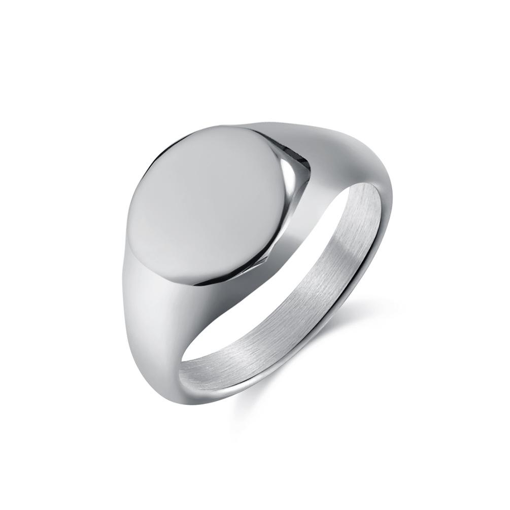 Polished Round Seal Stainless Steel Women's Ring