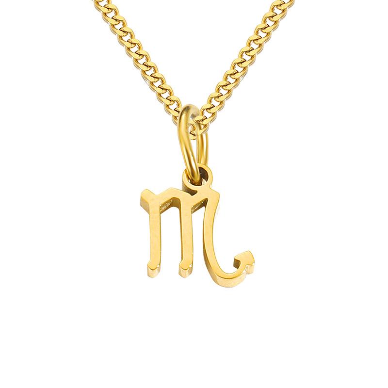 Stainless Steel Curb Chain Zodiac Necklace