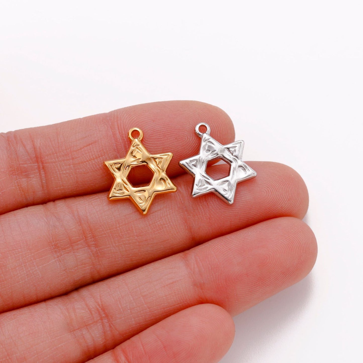 Stainless Steel Middle Hollow Six-Pointed Star Pendant