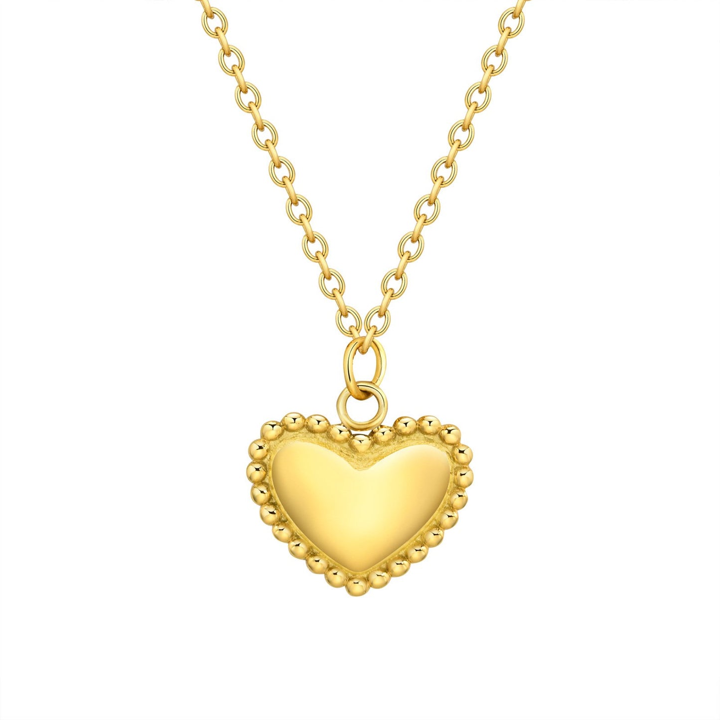 Stainless Steel Ball Edge Heart Necklace