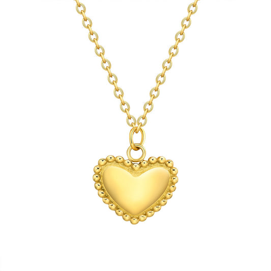 Stainless Steel Ball Edge Heart Necklace