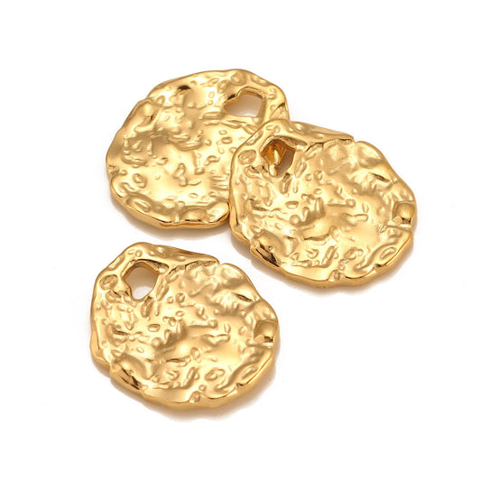Stainless Steel Texture Irregular Round Pendant