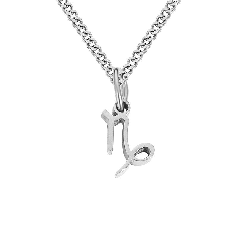Stainless Steel Curb Chain Zodiac Necklace