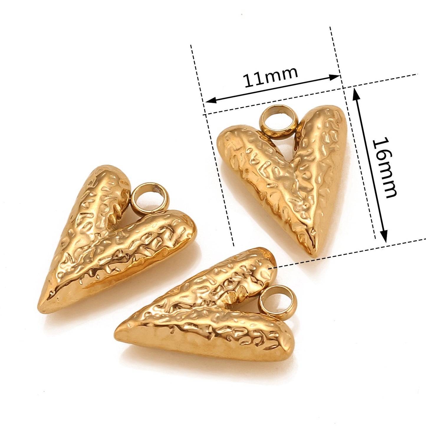 Pendentif Love en acier inoxydable à texture concave et convexe 3D