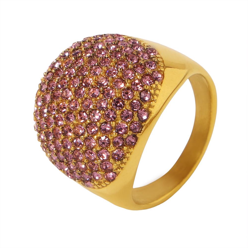 Bague en acier inoxydable avec zircone cubique et gypsophile