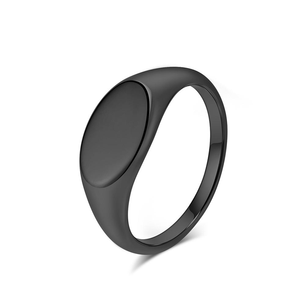 Stainless Steel Oval Seal Polished Women's Ring