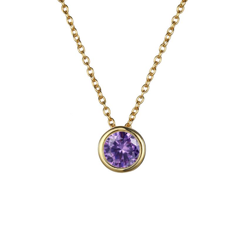 Stainless Cable Chain Birthstone Pendant Necklace