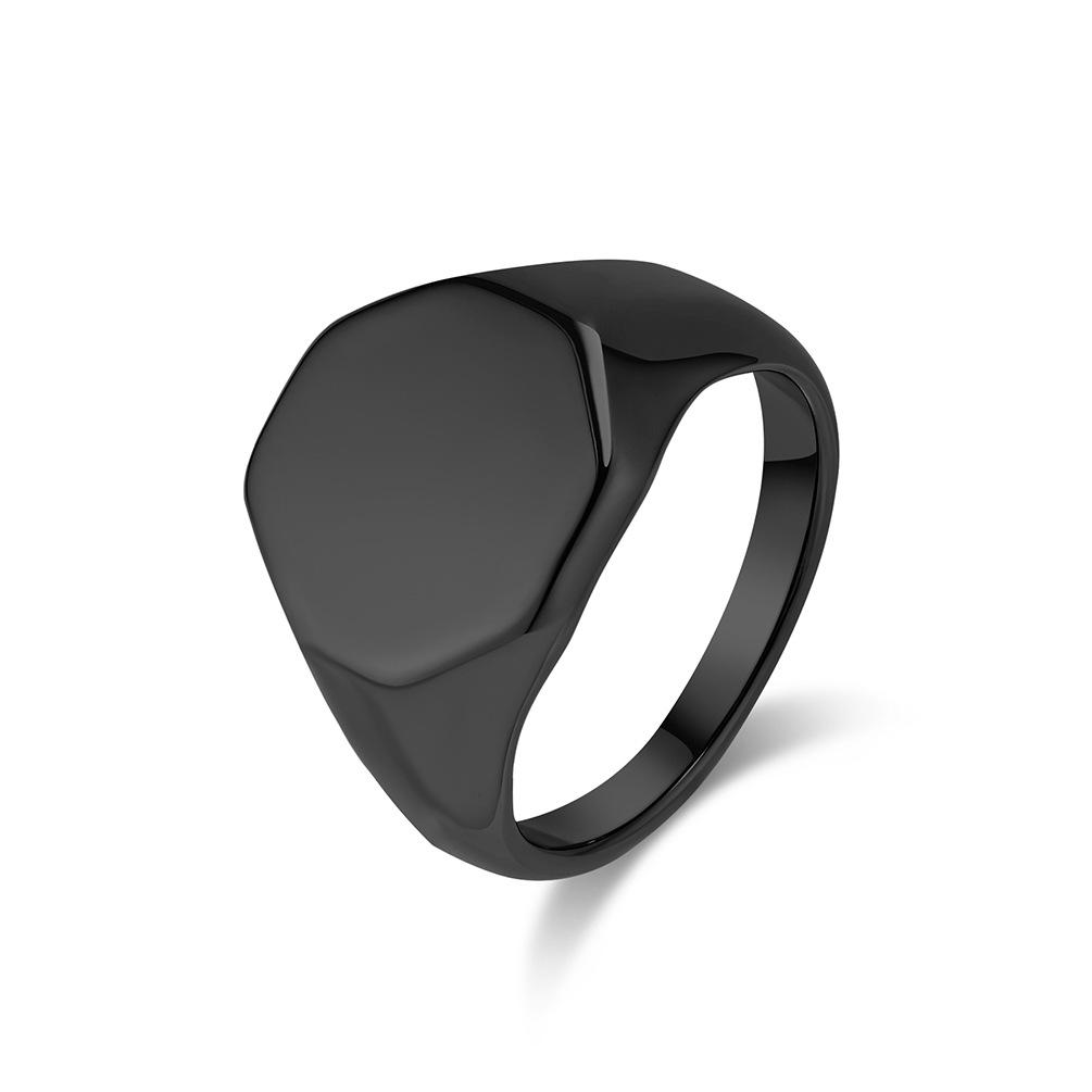 Polished Stainless Steel Hexagon Signet Ring