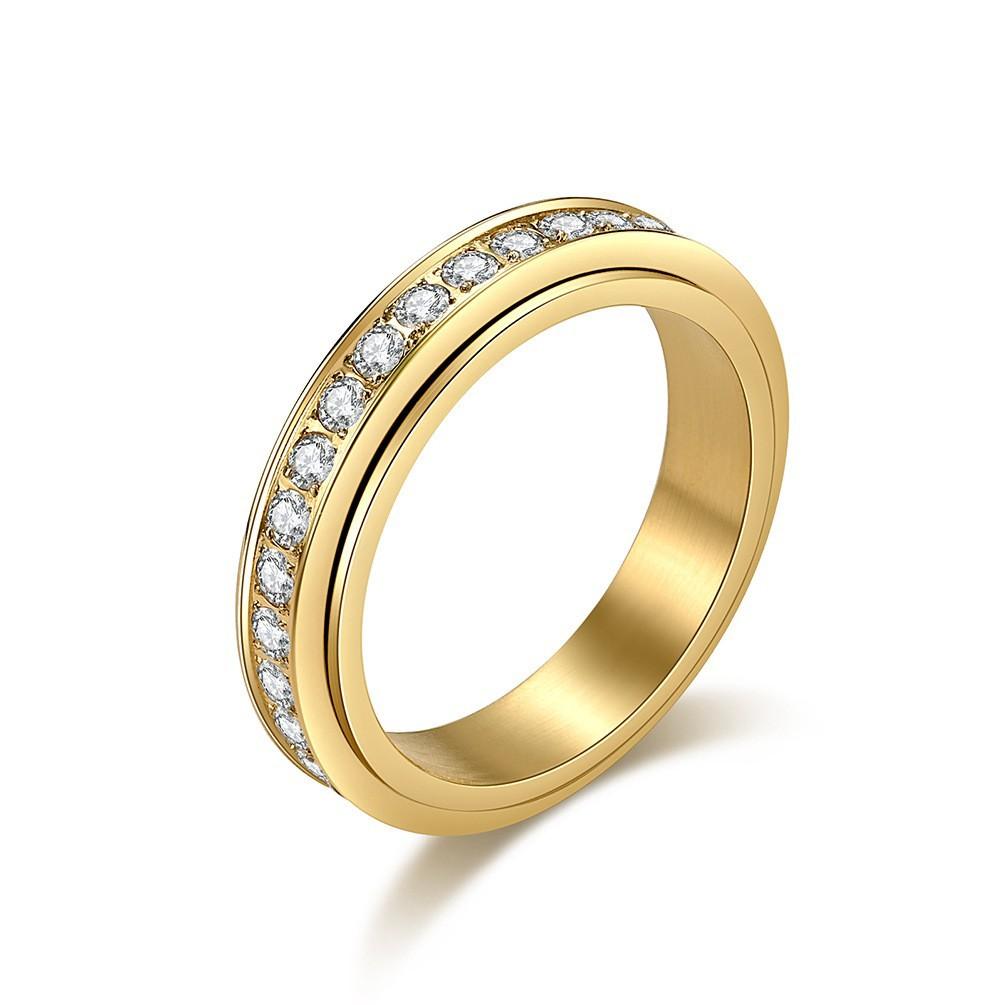 Bague tournante en acier inoxydable avec strass