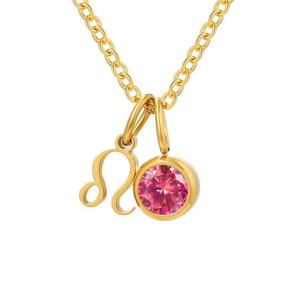 Stainless Steel Zodiac Birthstone Pendant Necklace