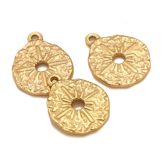 Stainless Steel Irregular Round Pendant with Hollow Center