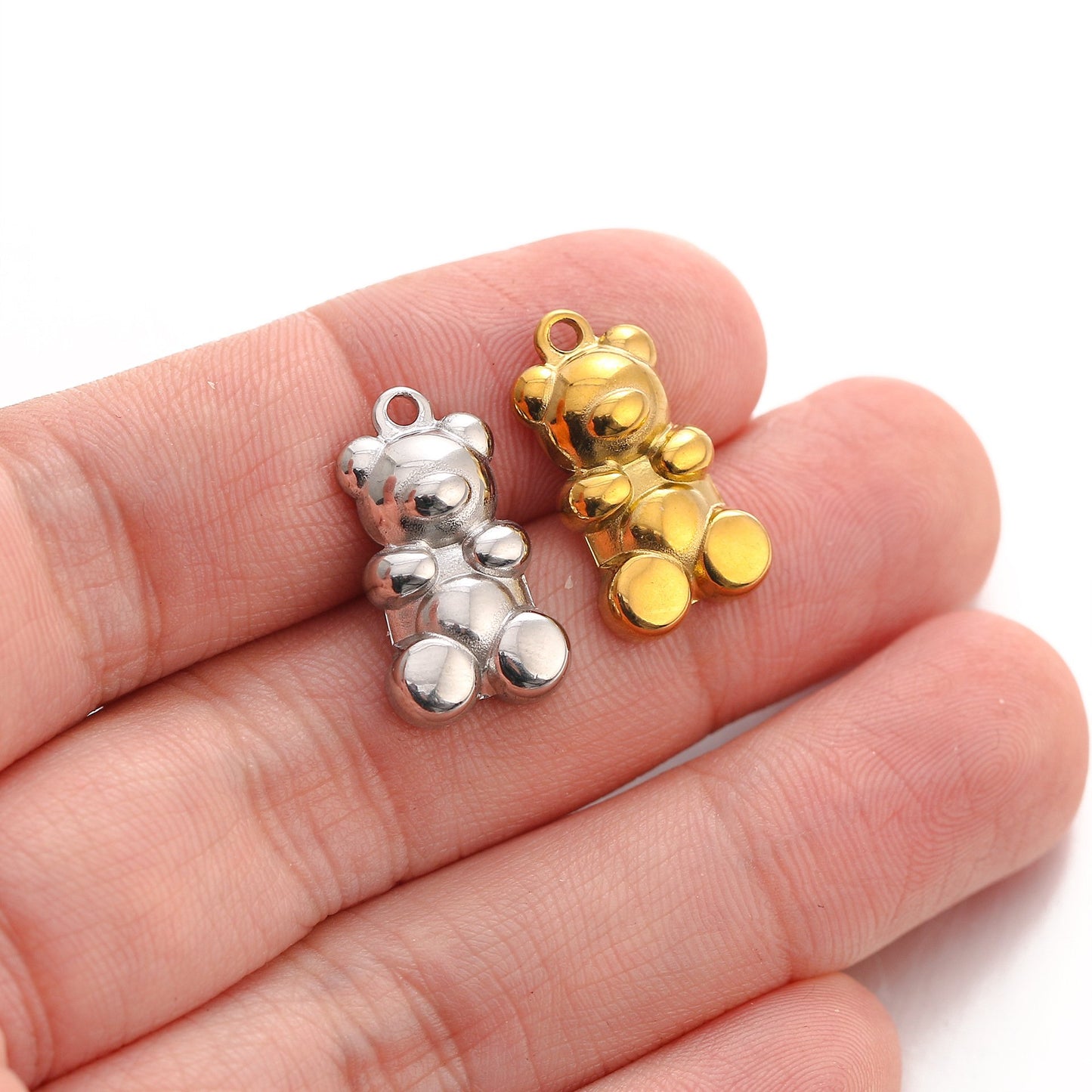 Pendentif ours 3D en acier inoxydable