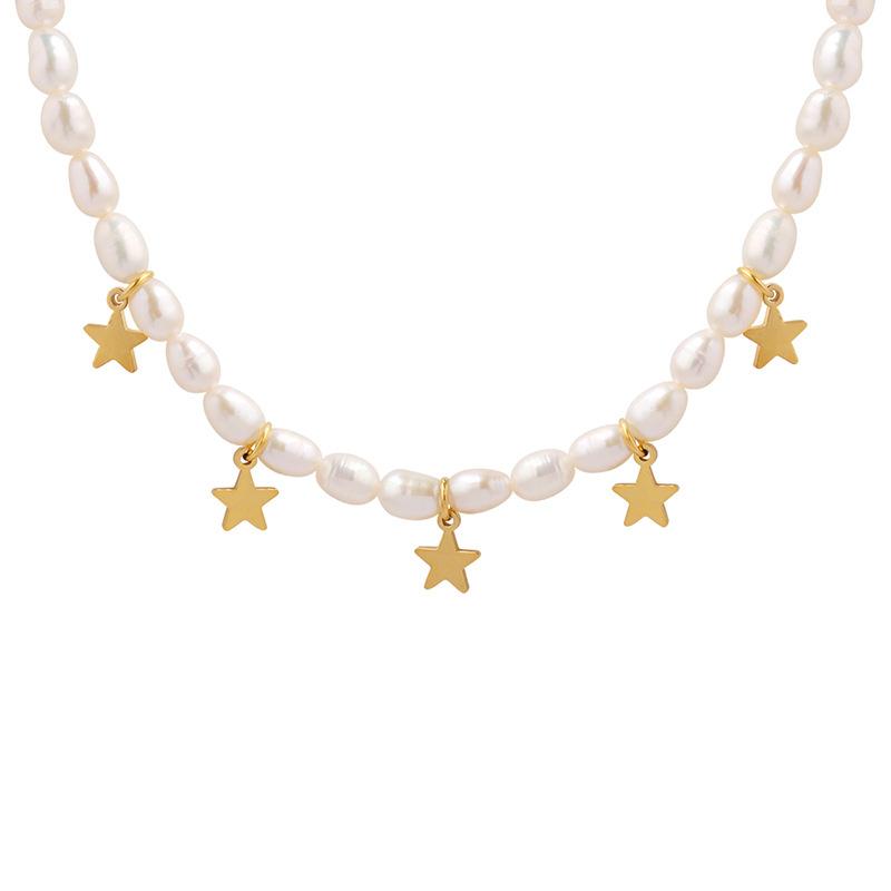 Stainless Steel Star Pendant Freshwater Pearl Necklace