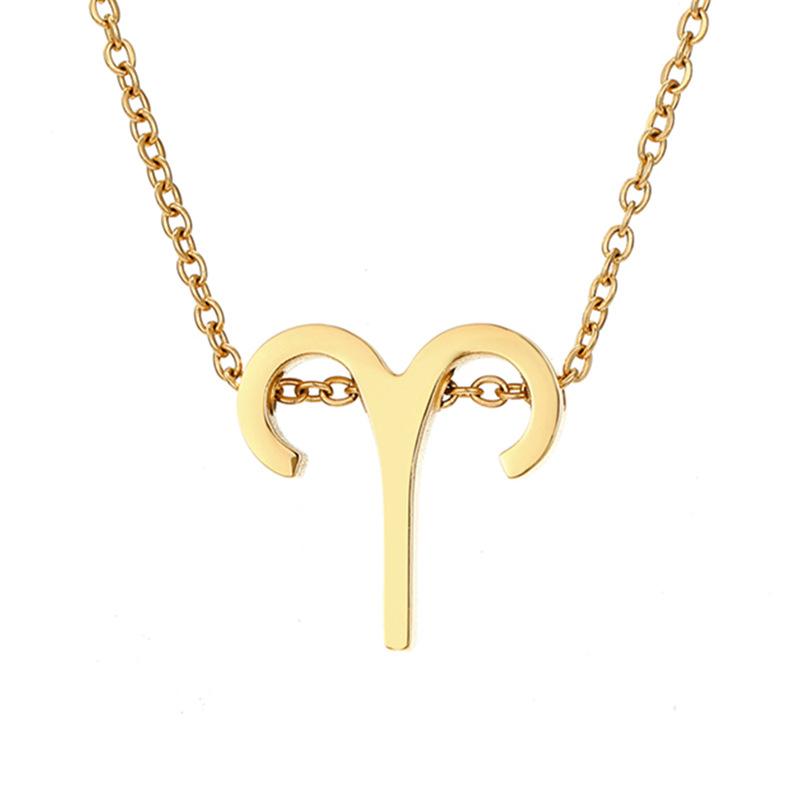Collier zodiaque en acier inoxydable PVD or 18 carats