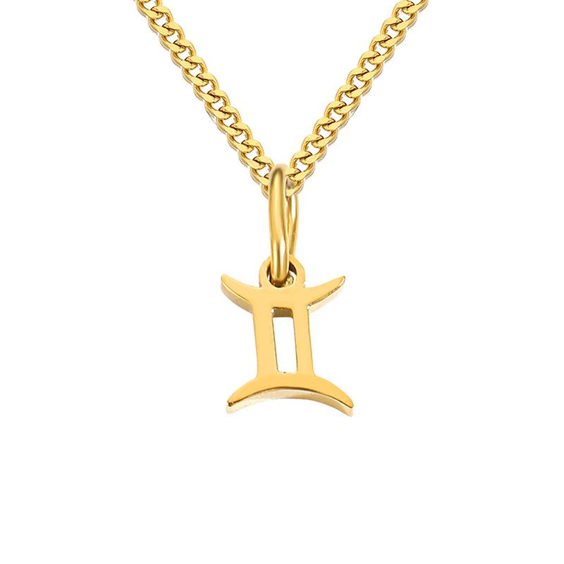 Stainless Steel Curb Chain Zodiac Necklace