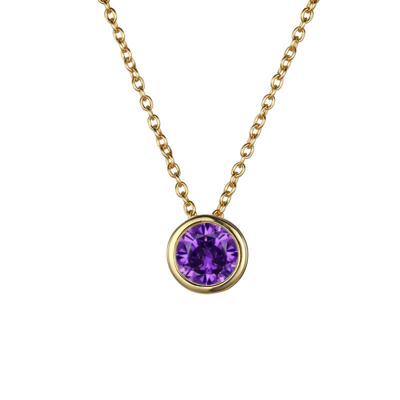 Stainless Cable Chain Birthstone Pendant Necklace