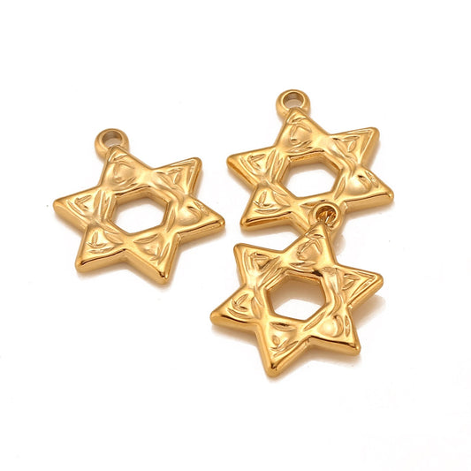 Stainless Steel Middle Hollow Six-Pointed Star Pendant