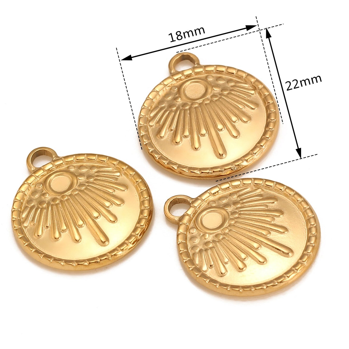 Pendentif Soleil 3D en acier inoxydable