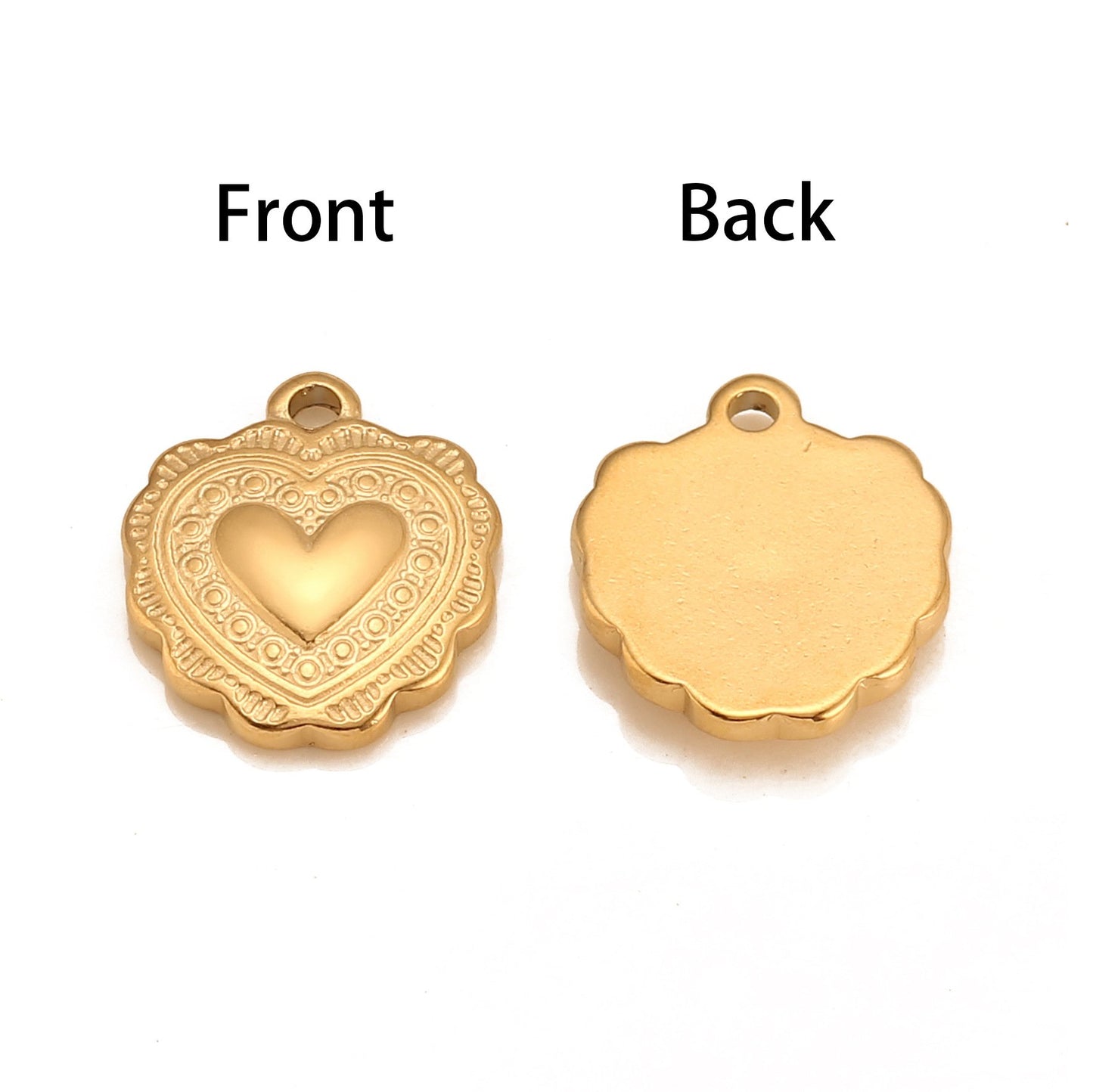 Stainless Steel Vintage Embossed Heart Pendant