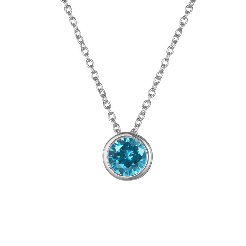 Stainless Cable Chain Birthstone Pendant Necklace