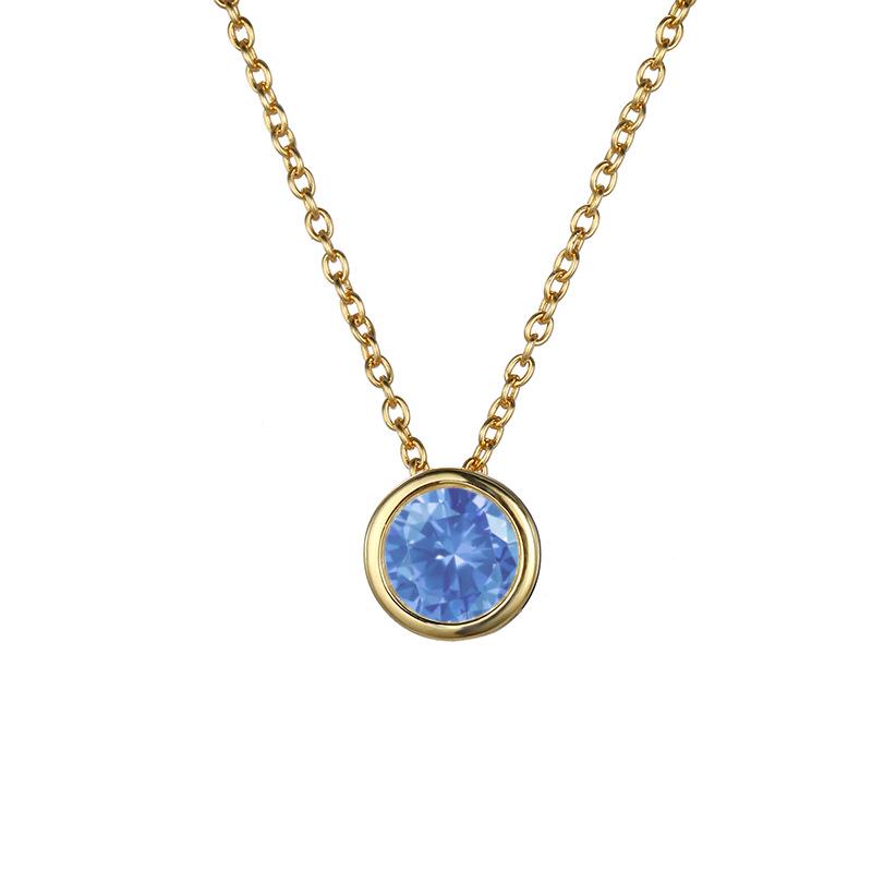 Stainless Cable Chain Birthstone Pendant Necklace
