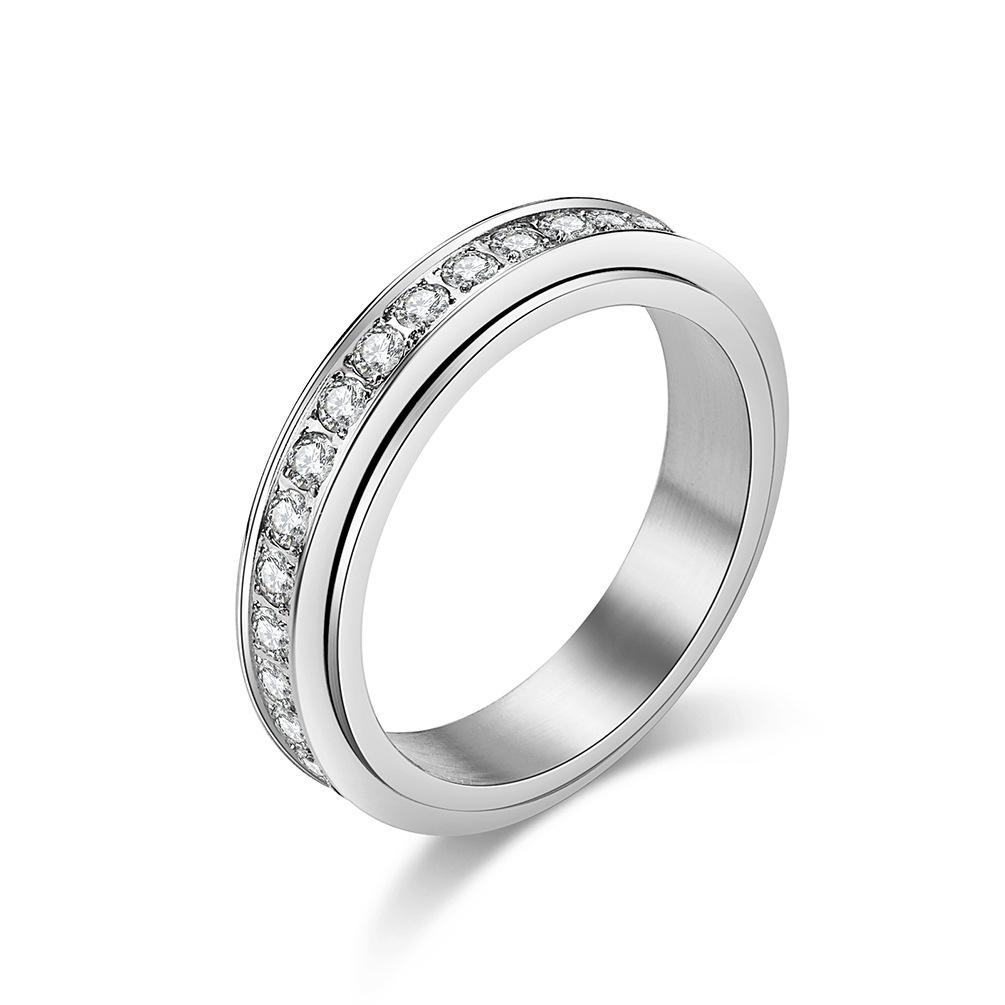 Bague tournante en acier inoxydable avec strass