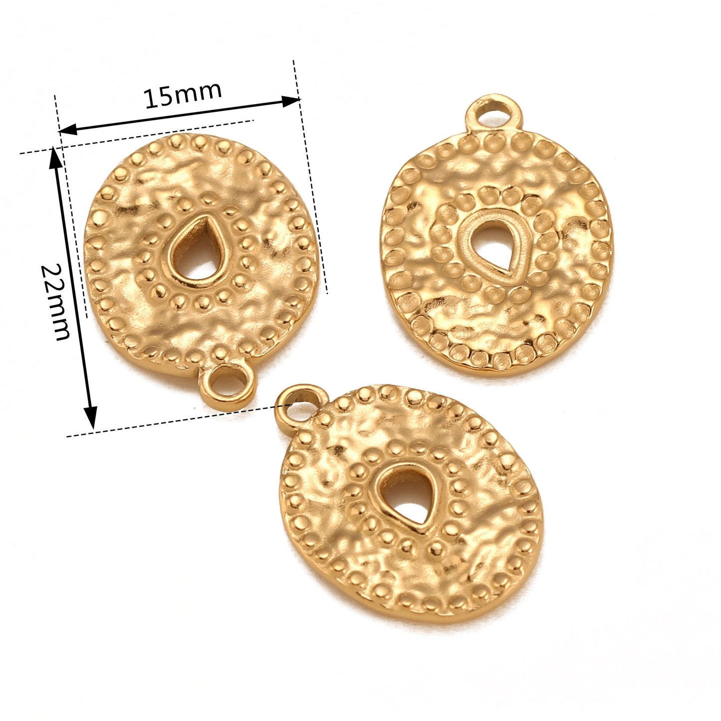 Stainless Steel 18K Gold PVD Hollow Irregular Oval Pendant
