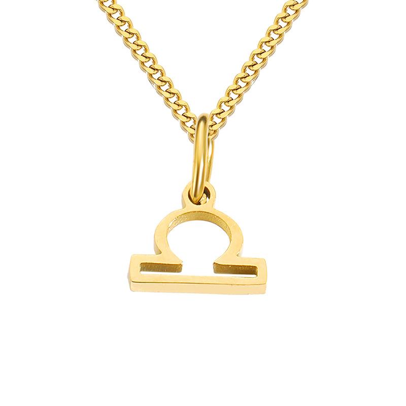 Stainless Steel Curb Chain Zodiac Necklace