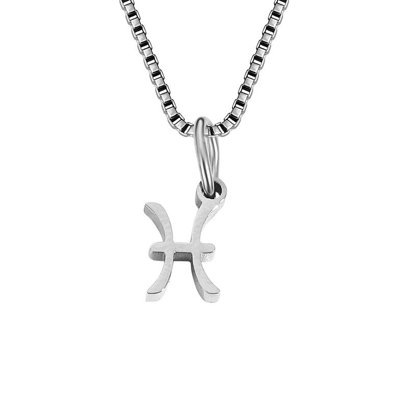 Collier avec chaîne en forme de boîte et signe du zodiaque pour homme et femme