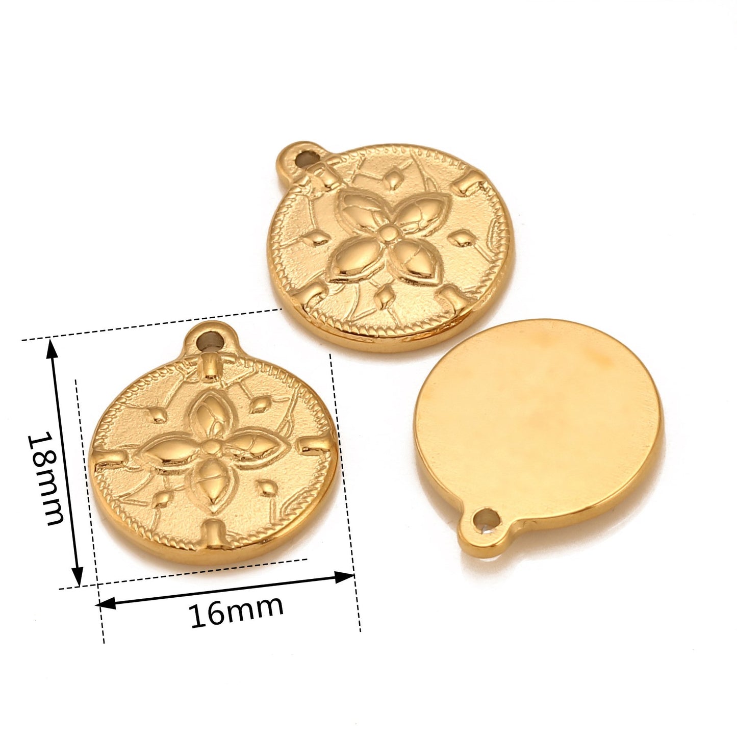 Pendentif rond en acier inoxydable avec trèfle à quatre feuilles