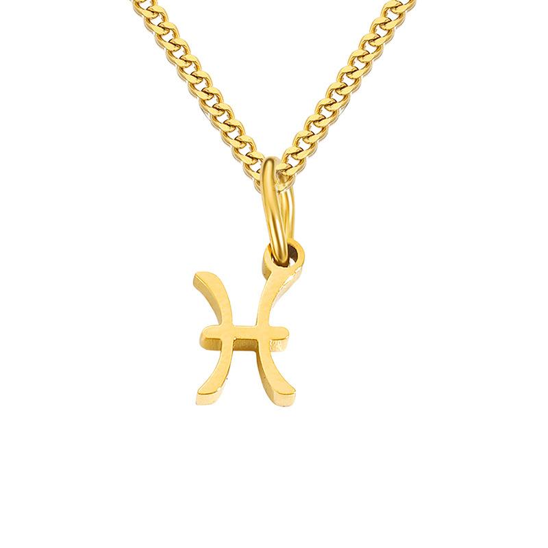 Stainless Steel Curb Chain Zodiac Necklace