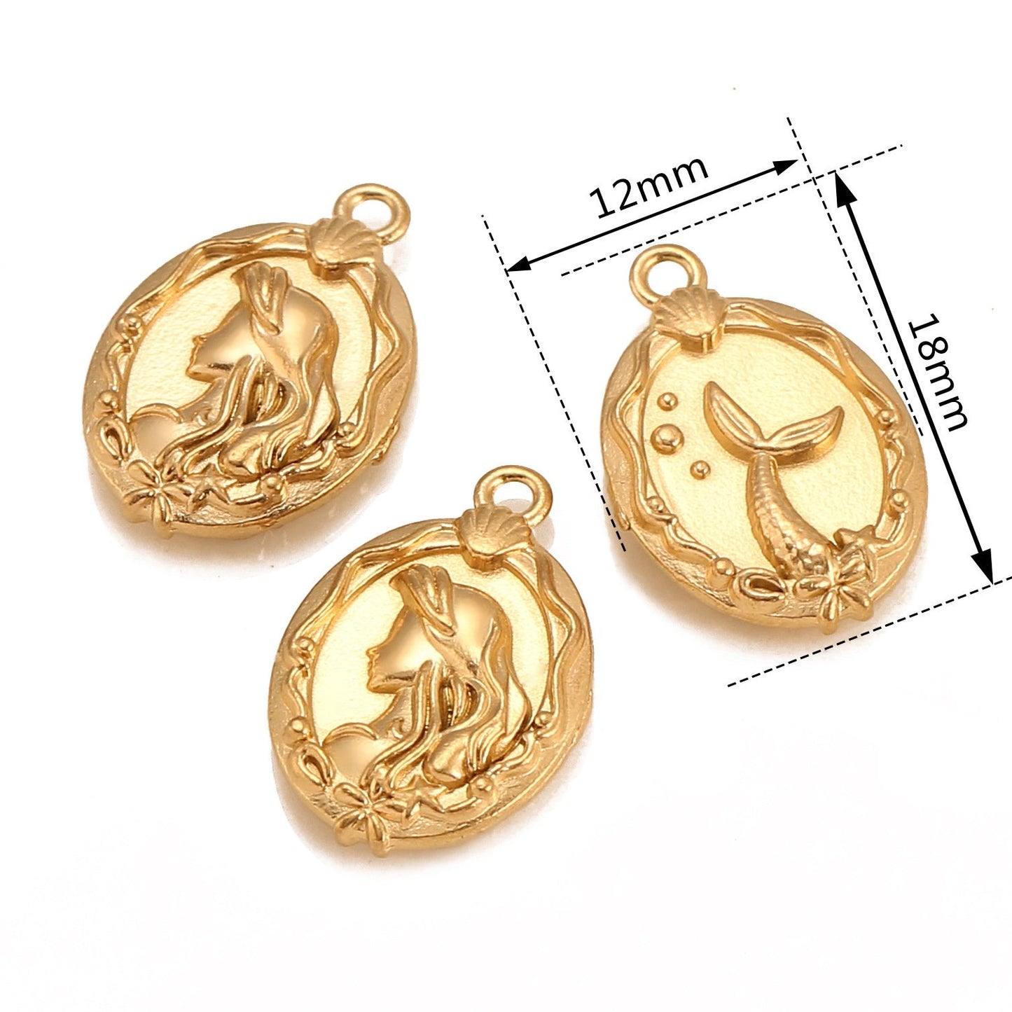 Stainless Steel Mermaid Double Sided Pendant