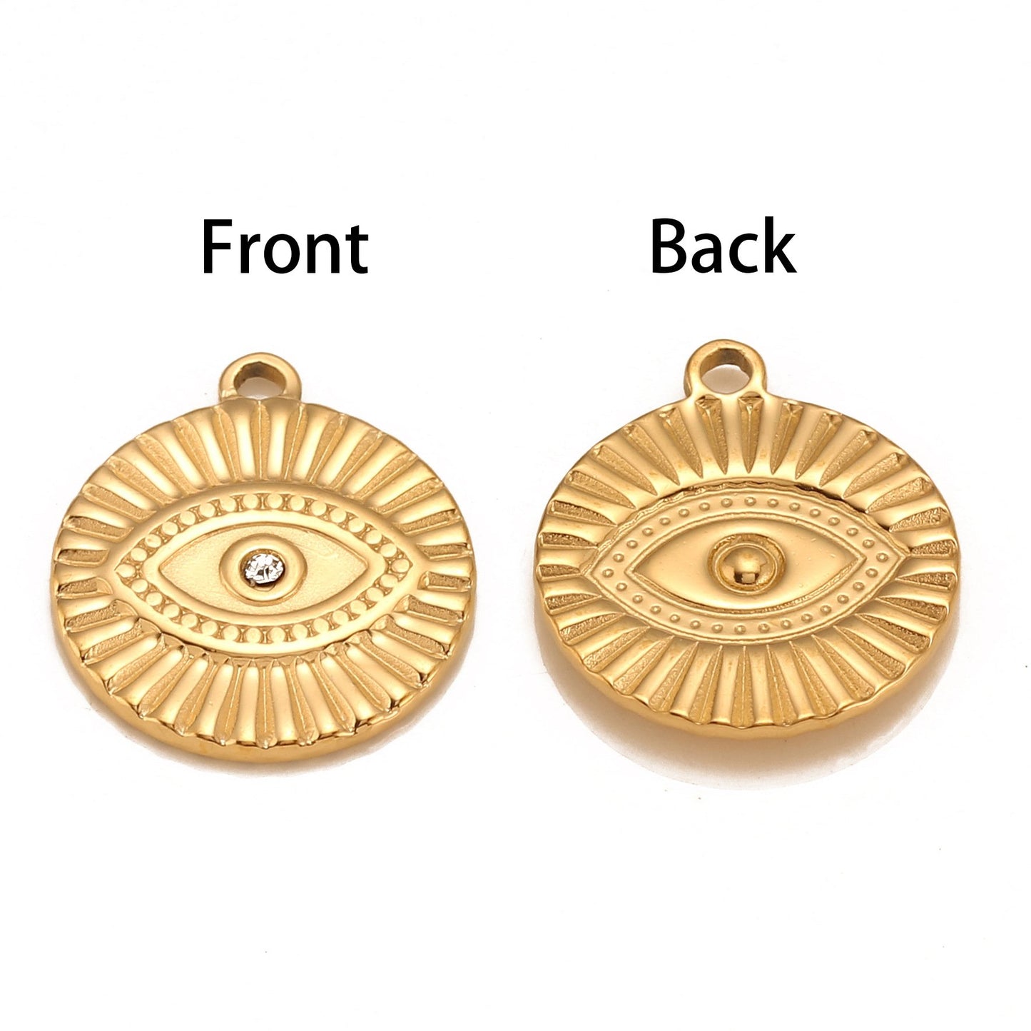 Pendentif en acier inoxydable avec zircone cubique œil du diable