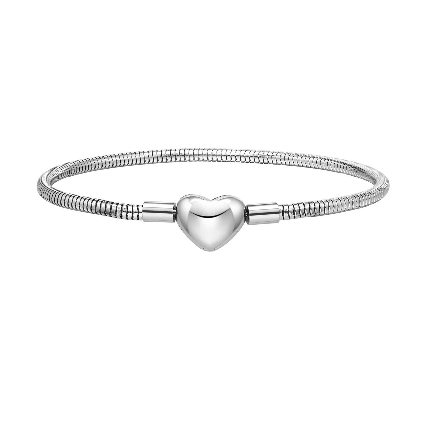 Bracelet chaîne serpent avec médaillon en forme de cœur