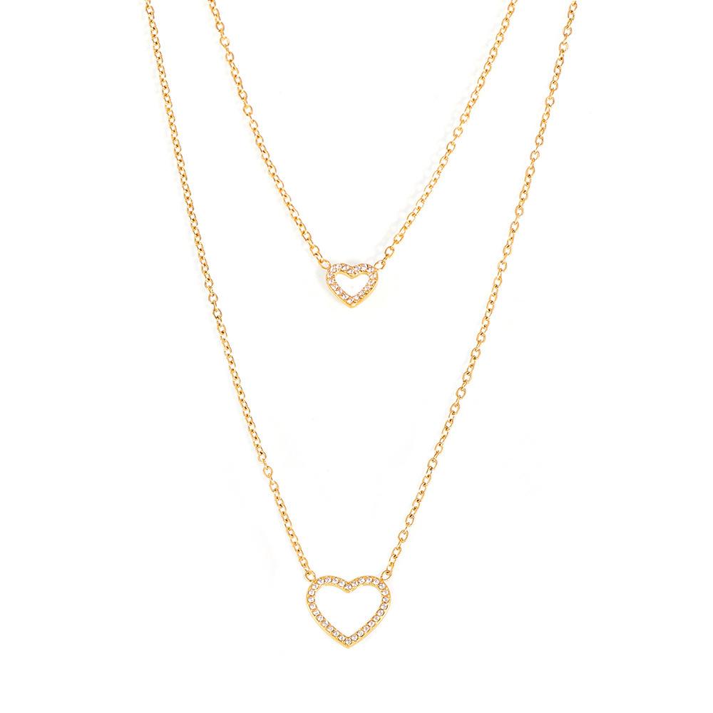 Collier empilable en acier inoxydable avec cœur et zircone cubique