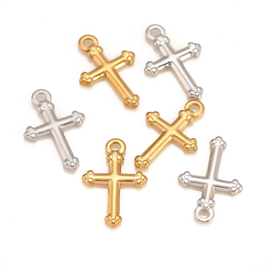 Pendentif croix massif en acier inoxydable poli