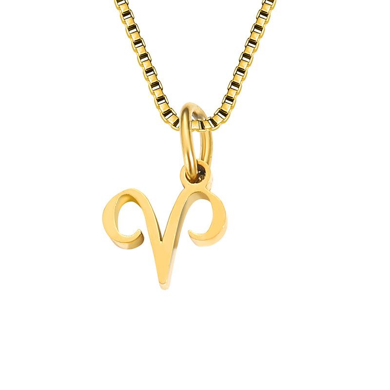 Collier avec chaîne en forme de boîte et signe du zodiaque pour homme et femme
