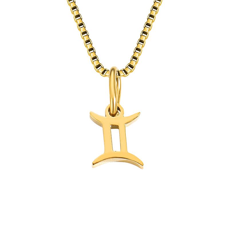 Collier avec chaîne en forme de boîte et signe du zodiaque pour homme et femme