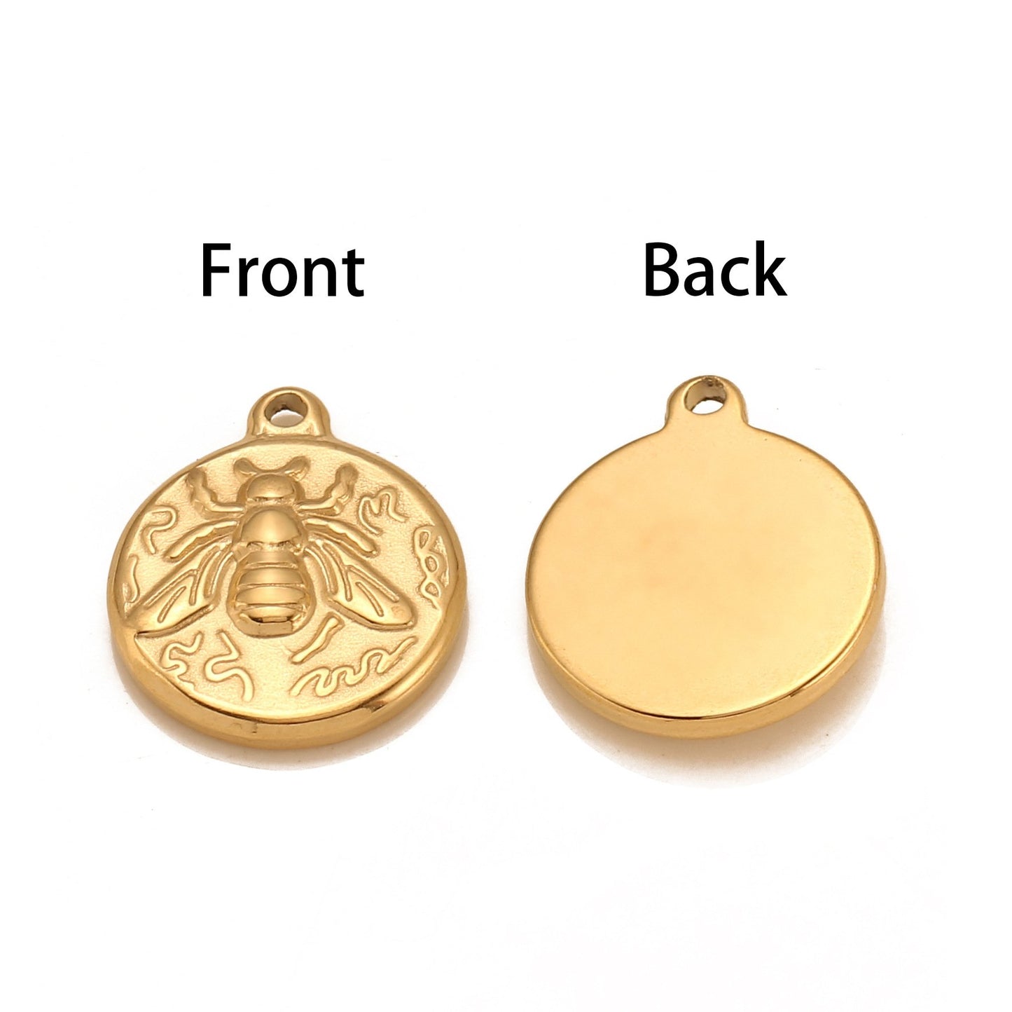 Stainless Steel Bee Pattern Round Pendant