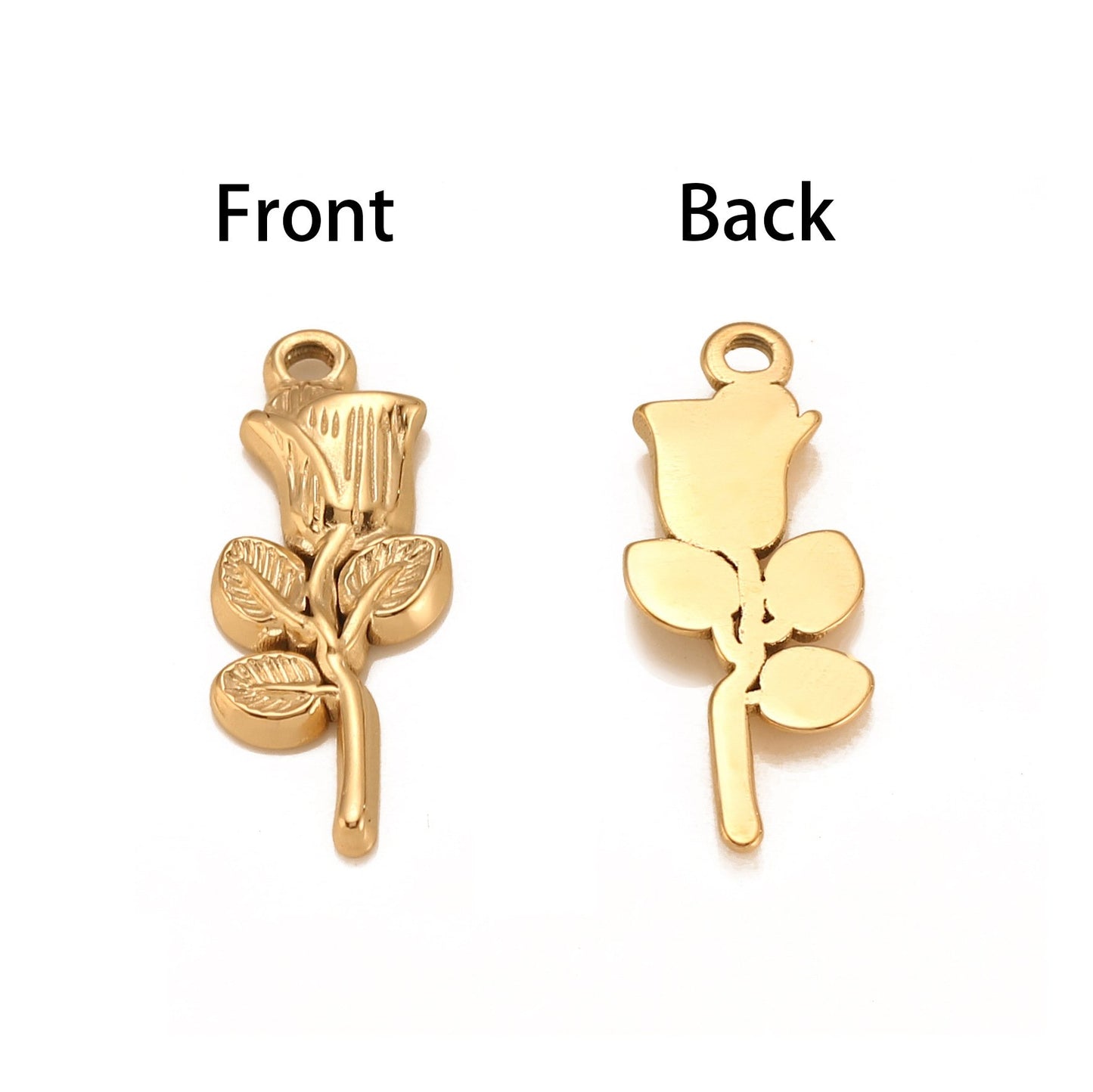 Pendentif rose 3D en acier inoxydable