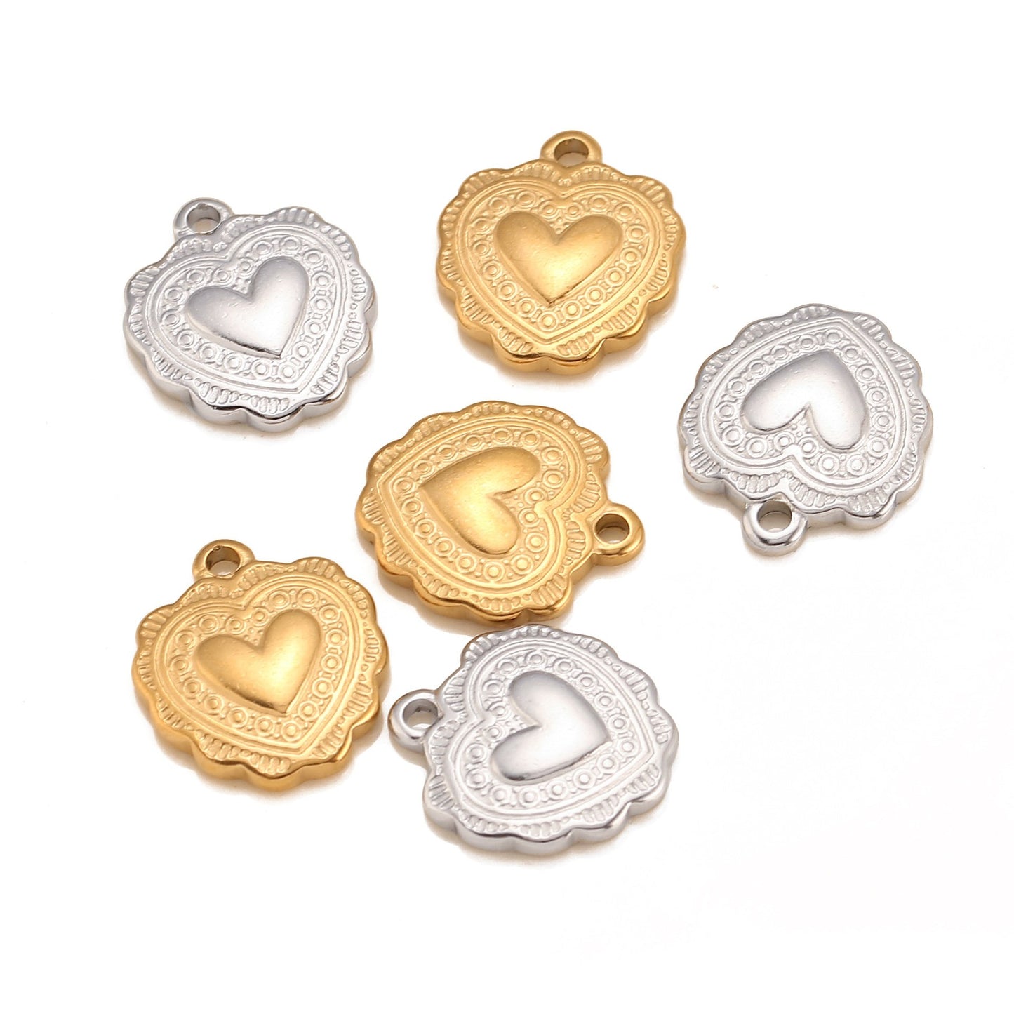 Stainless Steel Vintage Embossed Heart Pendant