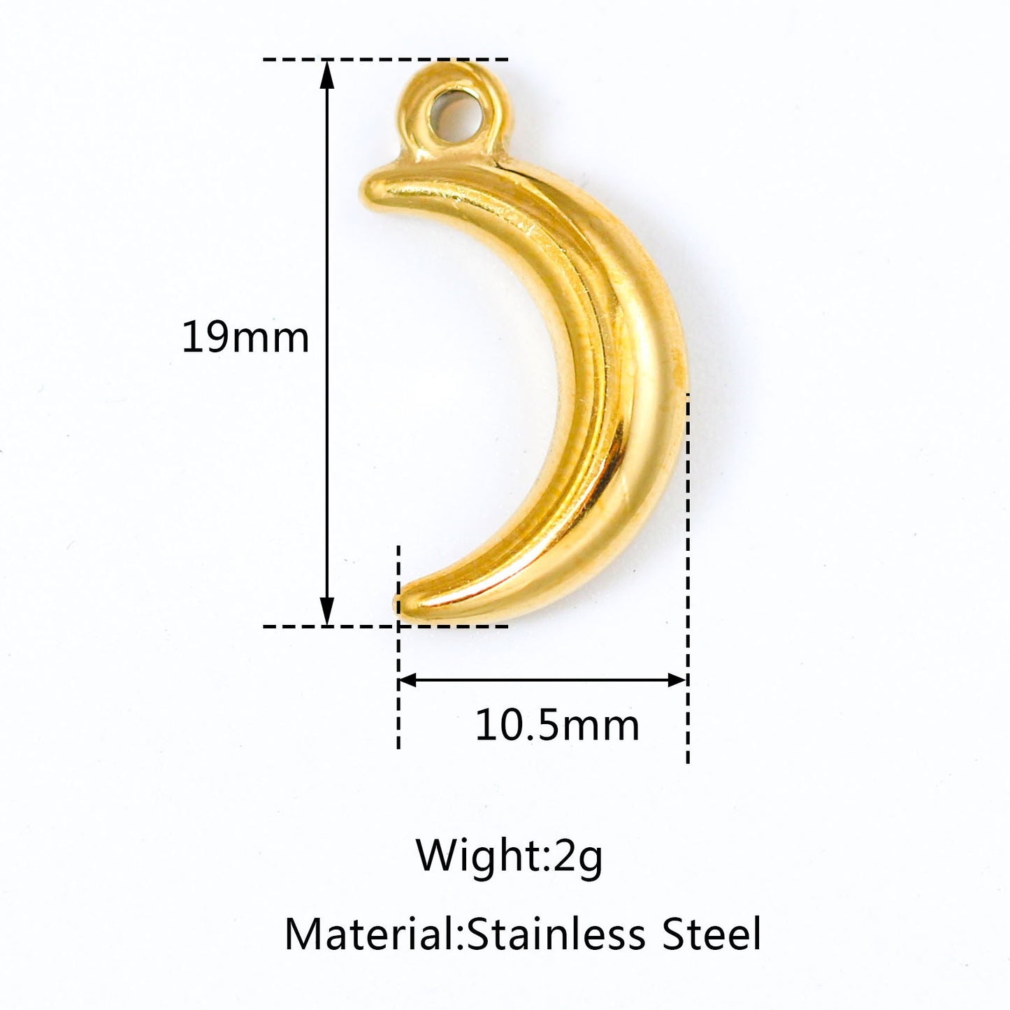 Stainless Steel 3D Solid Moon Pendant